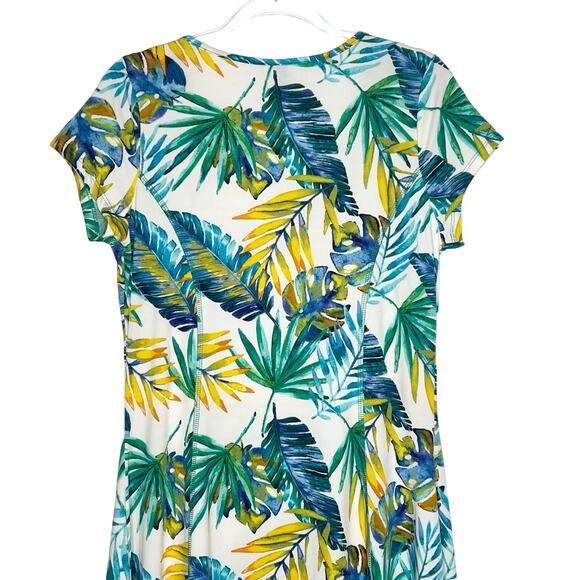 FASHQUE STUDIO Tropical Leaf Print Short Sleeve T-Shirt Dress Quick Dry Size M - Picture 7 of 9